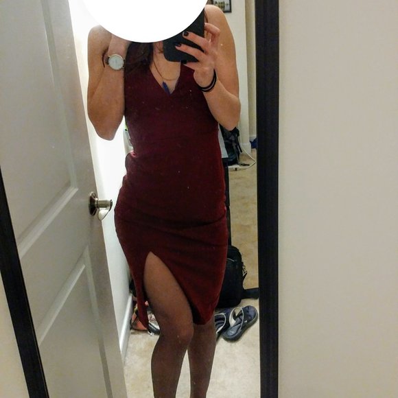 Lulu's Cocktail Dress, Burgundy, LIKE NEW! - Picture 8 of 8